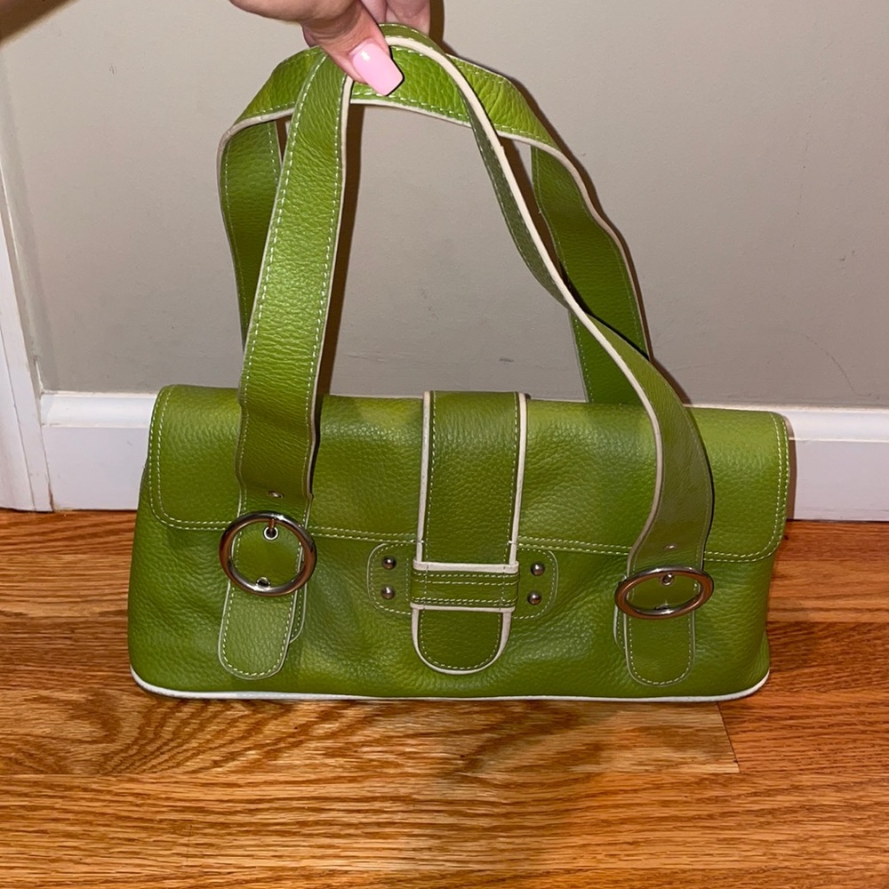 Green &white leather cute mini shoulder bag trendy